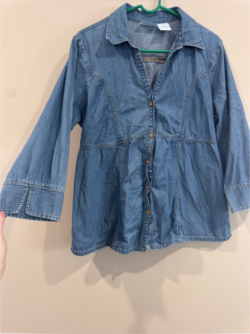 Announcements Denim Button Up Maternity Top